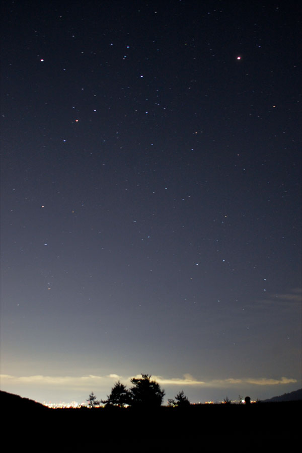 南の空で輝く火星・土星・アンタレス