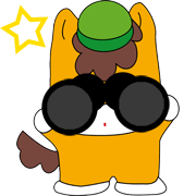 双眼鏡を覗くぐんまちゃんのイラスト