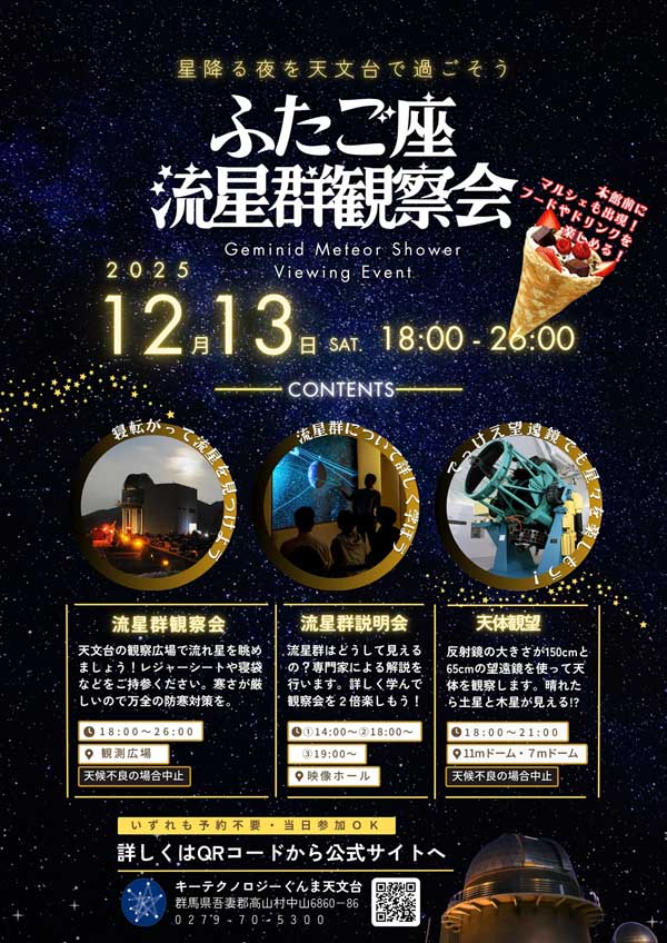 ふたご座流星群観察会のポスター