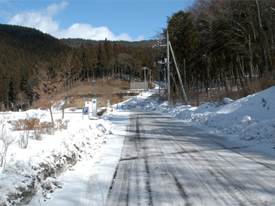 凍結した路面の写真