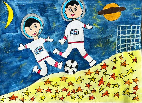 宇宙で大好きなサッカー