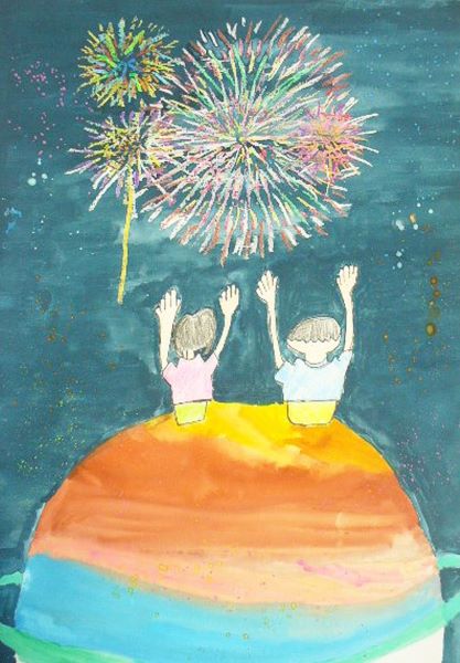土星の上で花火大会