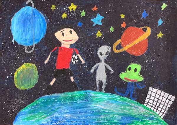 宇宙でサッカー