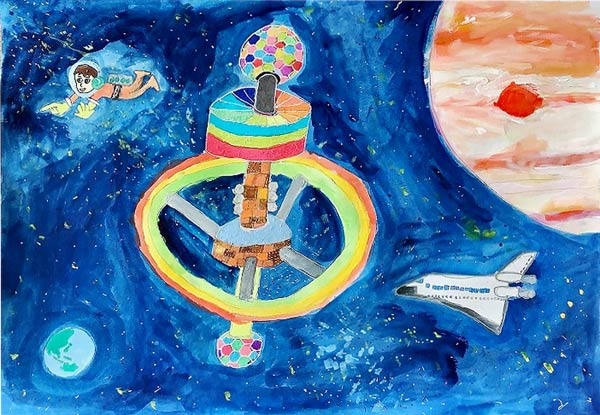 にじ色の宇宙ステーション