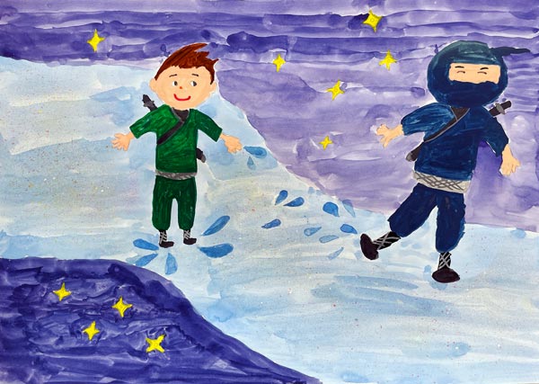 天の川で忍者と一緒に水あそび