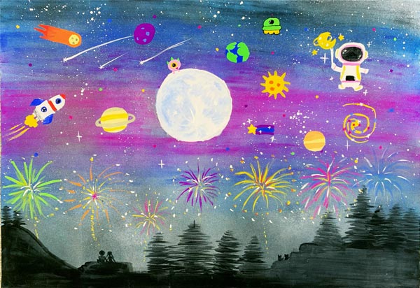 宇宙と見ている花火