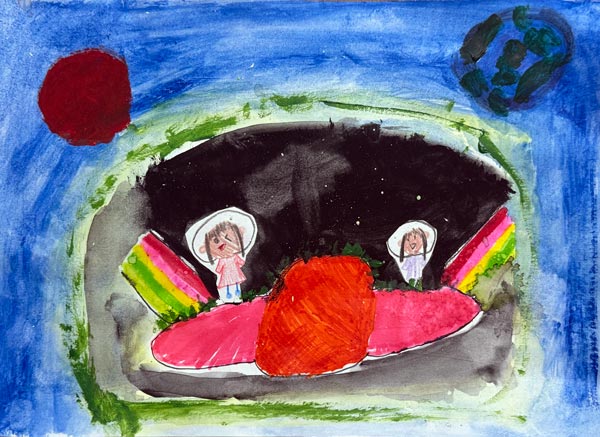 宇宙で虹のすべり台