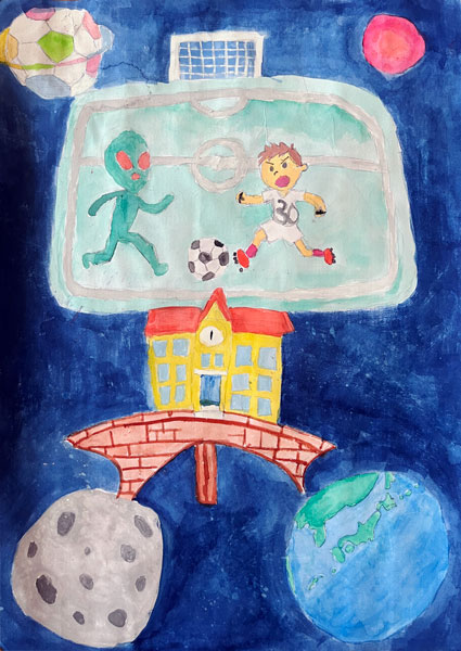 宇宙でサッカー