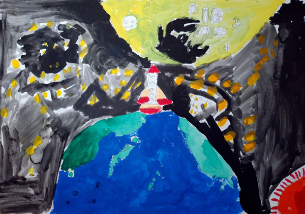 ロケットで月に家族旅行