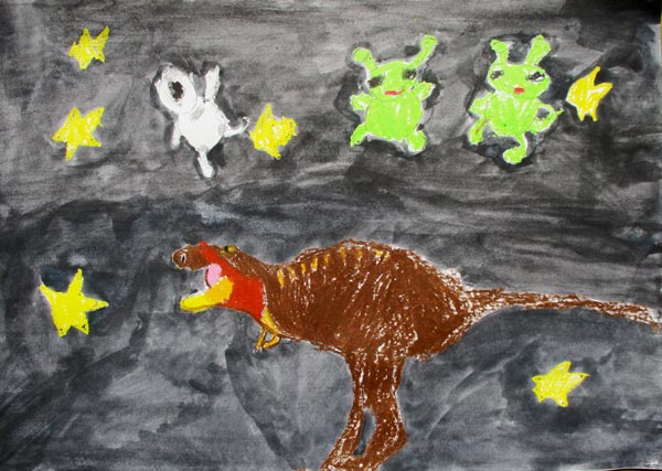 きょうりゅうといっしょにあそんだよ