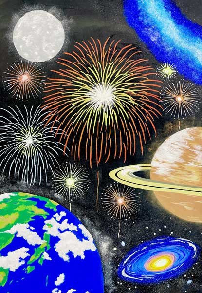 宇宙と花火